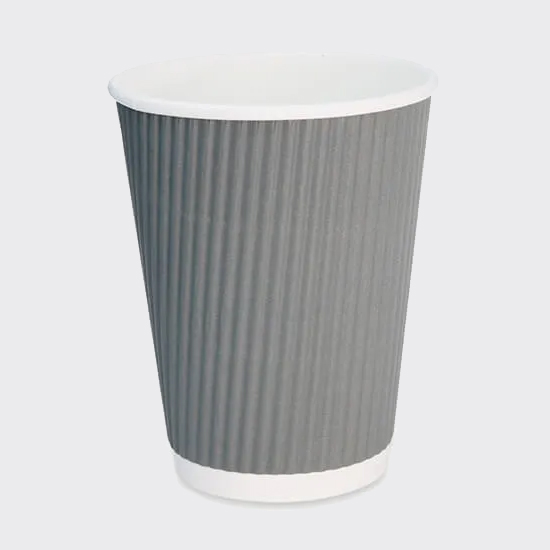 (image for) 12oz Signature Triple Wall Hot Drinks Cups - Ripple Grey (500)