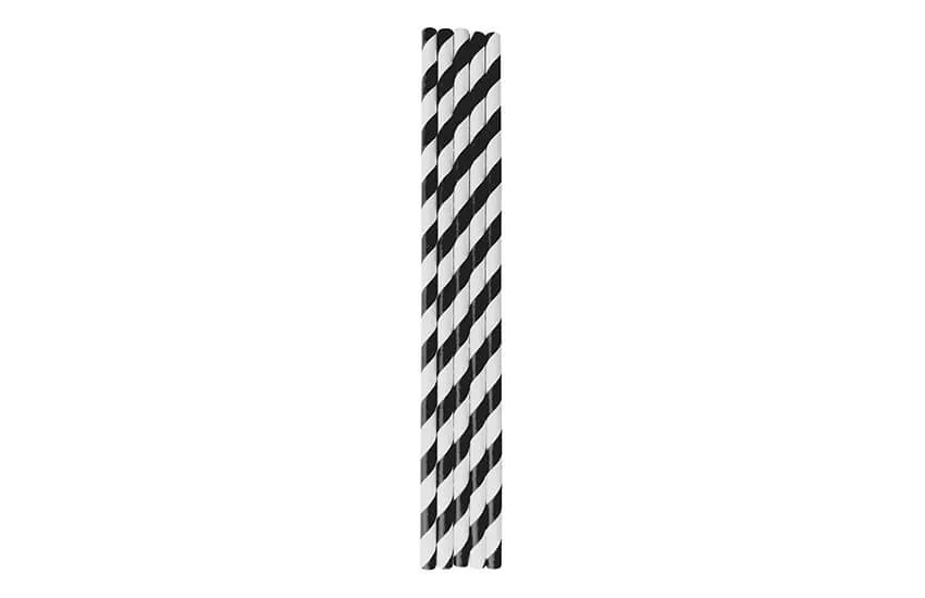 Straight Black & White Striped Paper Straw (5000)